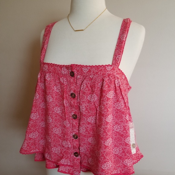 Free People Red Women's Tank Top Shirt, Blouse - Picture 1 of 8